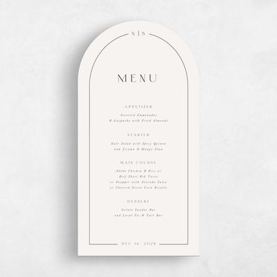 Beige Arch Wedding Menu - Barga