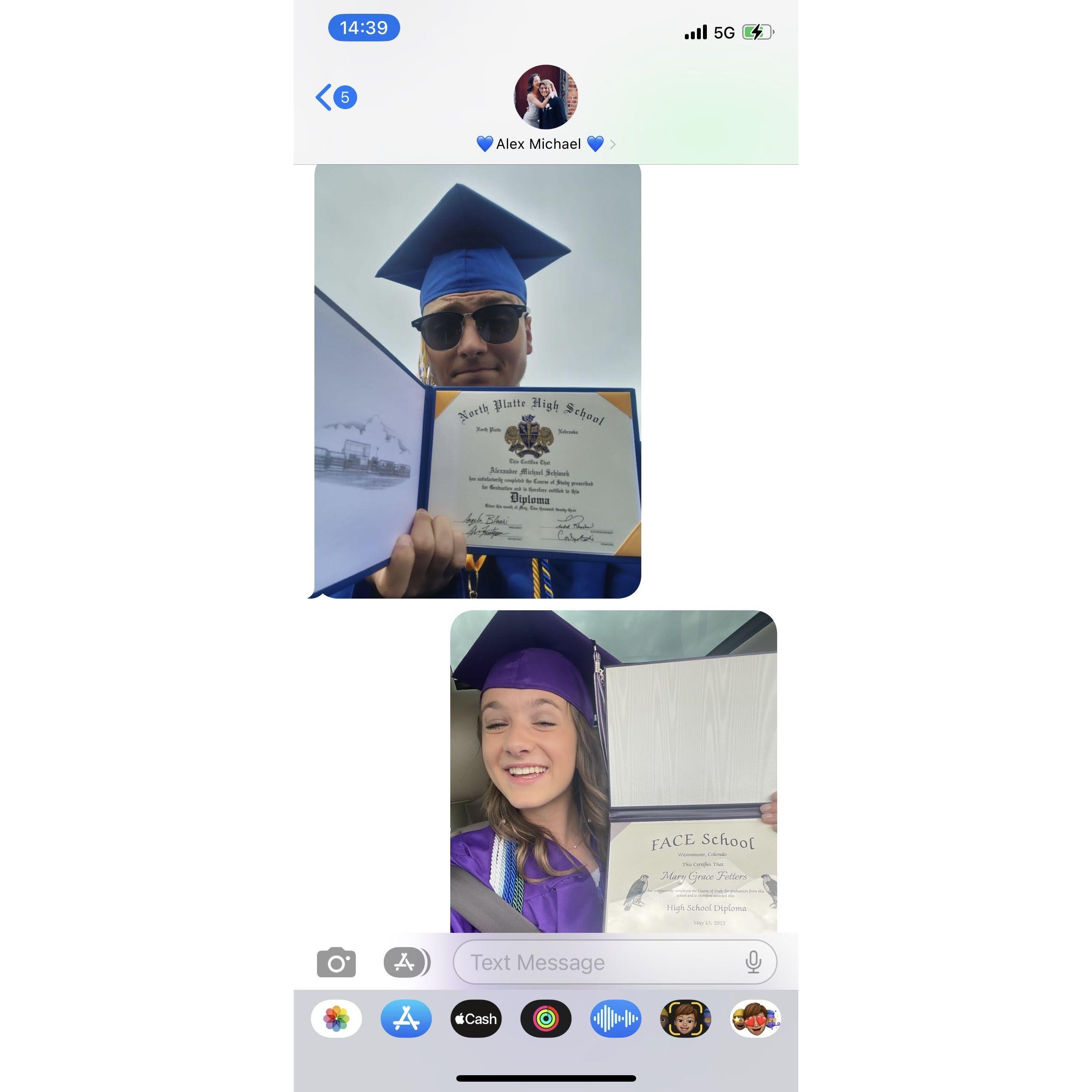 Graduation day from hundreds of miles apart