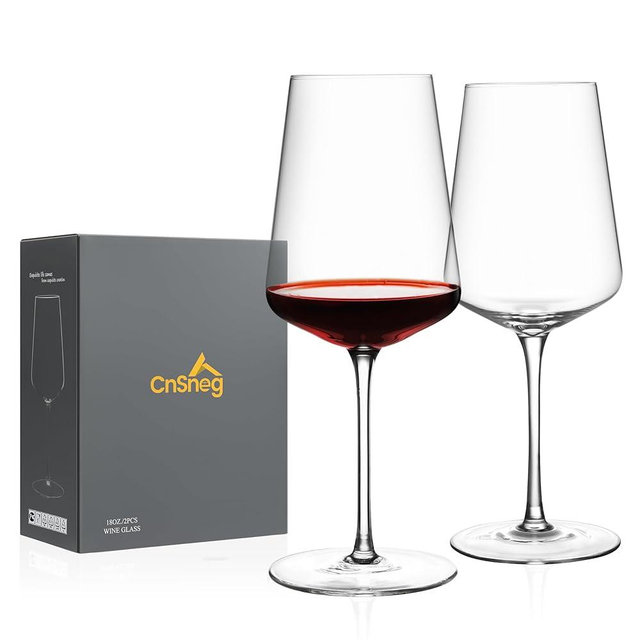 CnSneg Wine Glasses Set of 2, Hand Blown Wine Glass 18 OZ, Crystal White/Red Wine Glasses for Christmas, Wedding