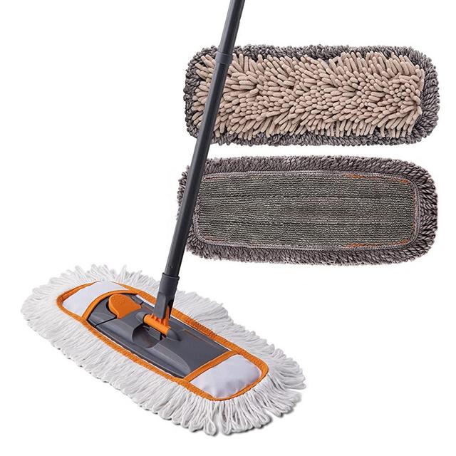 CLEANHOME Mops for Floor Cleaning with 3 Different Washable Mop Pads and Extendable 55” Long Handle, Multifunction Dust Mop for Hardwood,Marble,Tile Floor Mopping