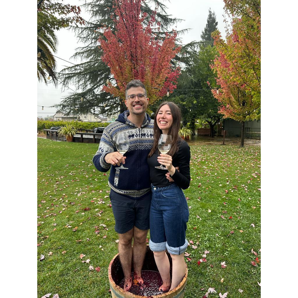 Grape stomping in Napa