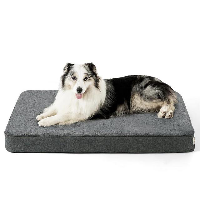 Lesure Orthopedic Dog Beds for Extra Large Dogs - Egg Crate Foam XL Dog Bed with Ultra Soft Sherpa Surface&Removable Cover, Machine Washable Waterproof Dog Bed with Non-Slip Bottom, Grey 44x32x3