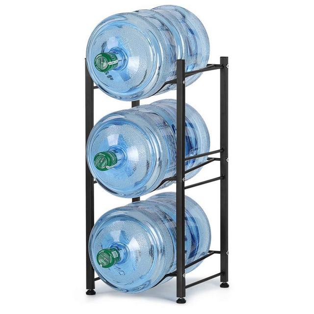 Water Cooler Jug Rack, 5 Gallon Water Jug Holder Water Bottle Storage Rack, 3 Tiers, Black