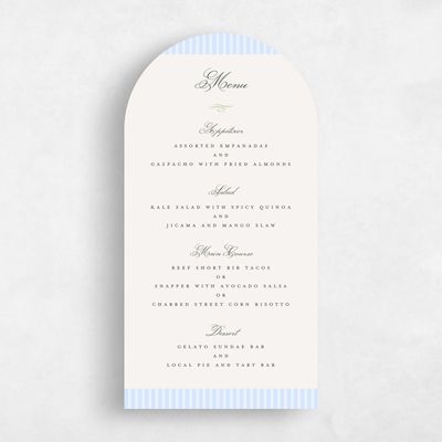 Blue Arch Wedding Menu - Dinard