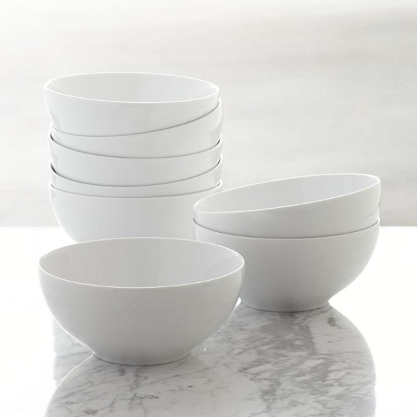 Crate & Barrel Aspen Porcelain Cereal Bowls, Set of 8