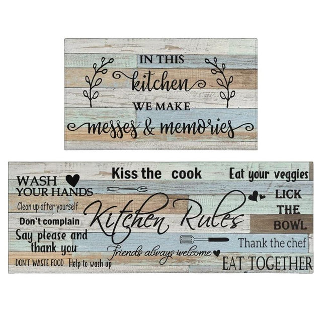 Farmhouse Kitchen Rug Sets of 2 Piece Non Slip Kitchen Rugs and Mats Washable Kitchen Mats for Kitchen Floor Mat Carpet Runner Rugs for Hallway Laundry Decor 17”x30“+17'' X 47''