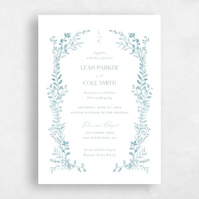 Blue Greenery Wedding Invitation - Ronneby Classic