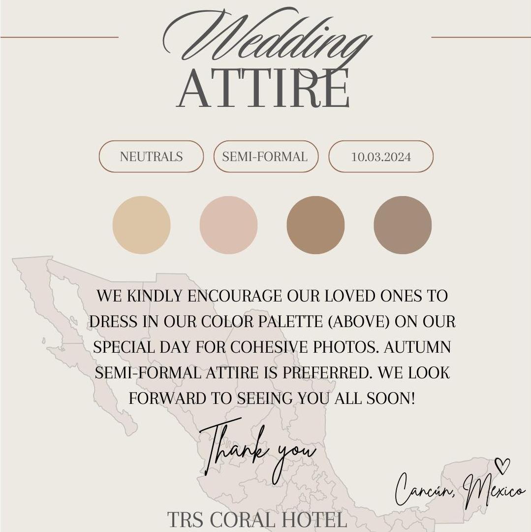 Wedding Attire & Guest Color Palette