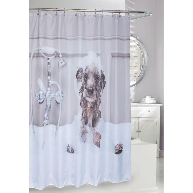 Dog Bath Shower Curtain in Brown/Black