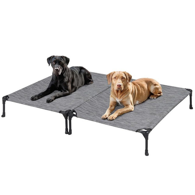 Veehoo 2-Pack Raised Dog Beds - Cooling Portable Pet Cot with No-Slip Feet, Breathable Mesh, Size 42" x 30", Black Silver, CWC1803-L