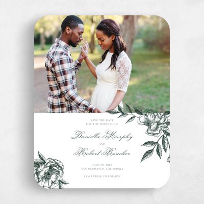 Green Rounded Wedding Save the Date - Iniguez Photo