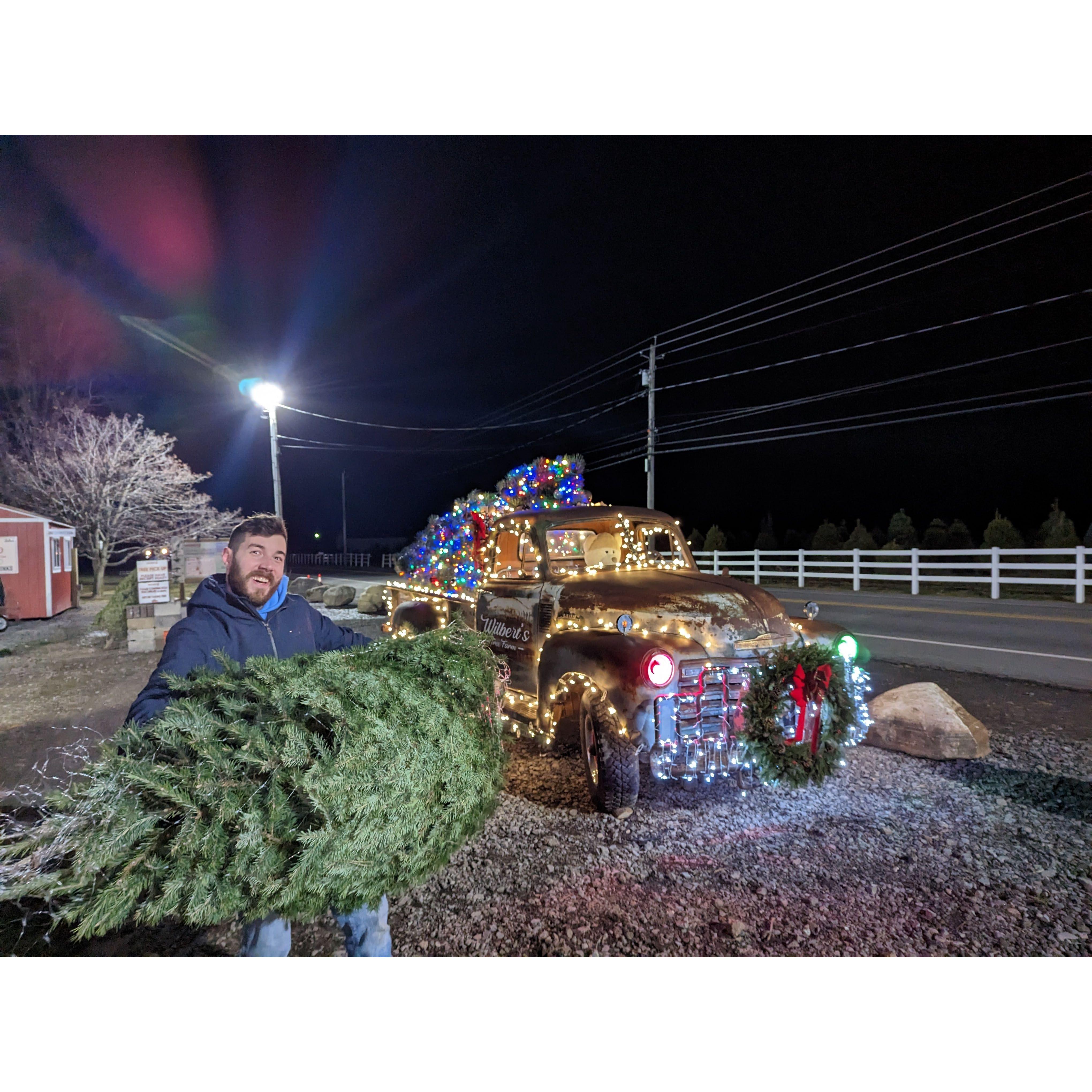 December 2022-Cutting down our first live Christmas tree together