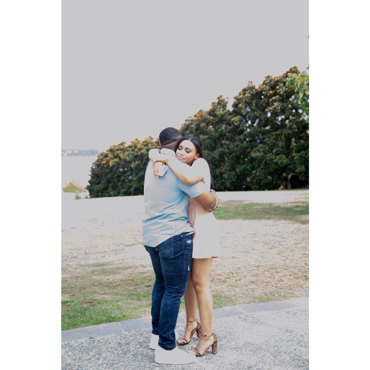 "Baby, I'm dancing in the dark with you between arms."
