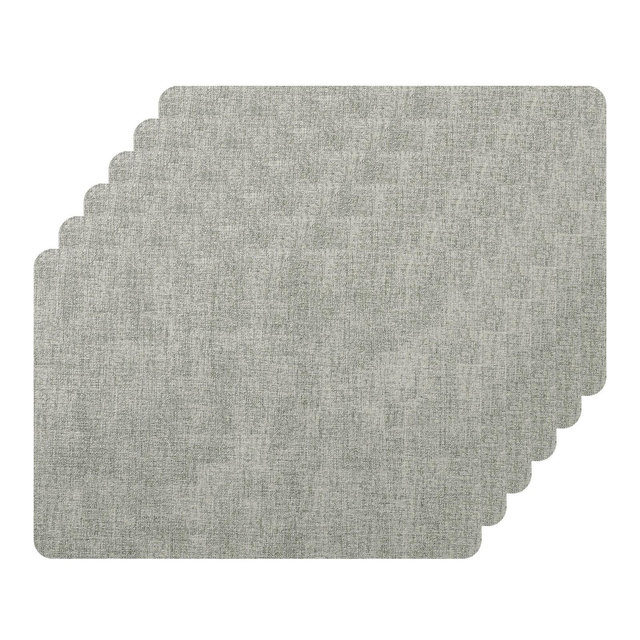 Unique Bargains Dining Heat Resistant Faux Leather PU Placemats 17 x 12 Inches 6 Pcs Light Grey