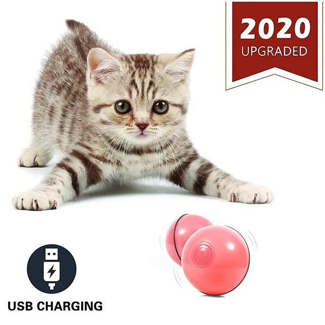 YOFUN Smart Interactive Cat Toy - Newest Version 360 Degree Self Rotating Ball, USB Rechargeable Pet Toy, Build-in Spinning Led Light, Stimulate Hunting Instinct for Your Kitty