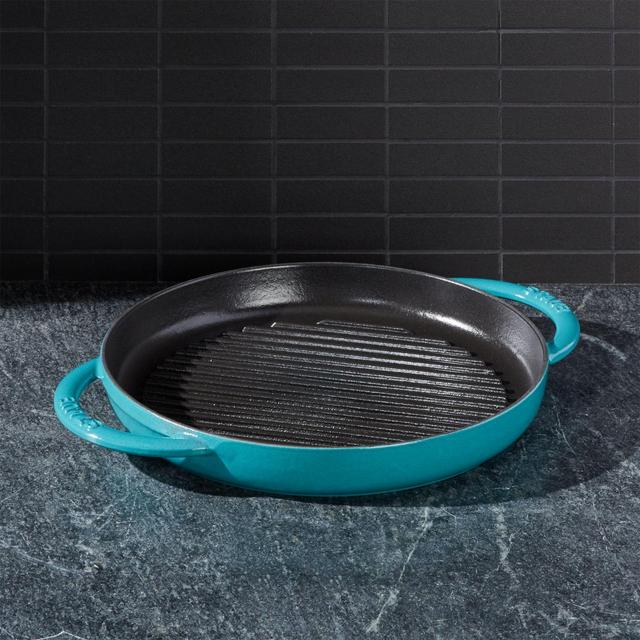Staub ® Turquoise Double-Handled 10" Round Pure Grill
