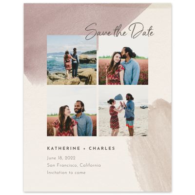 Light Mocha, Beige Wedding Digital Save the Date - Riverside Photo