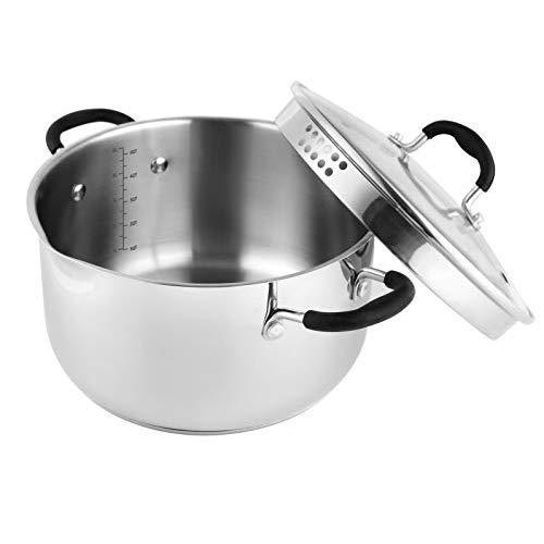 AVACRAFT Top Rated Stainless Steel Stockpot with Glass Strainer Lid, 6 Quart Pot, Saucepan cookware, Side Spouts, Multipurpose Stock Pot, Sauce Pot, Soup Pot in our Pots and Pans, Induction Pan (6QT)