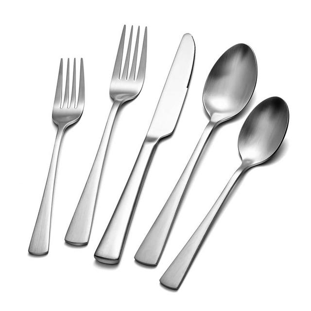 KINGSTONE Silverware Set for 8, 40-Piece 18/10 Stainless Steel Flatware Set,Forged Cutlery Set Matte Satin Finish, Dishwasher Safe