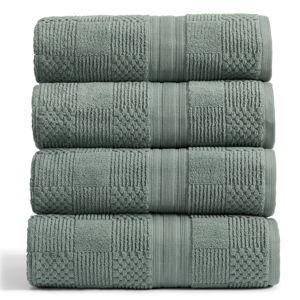 Springtree Home 100% Cotton Bath Towel Set of 4 | Green Bath Towels
