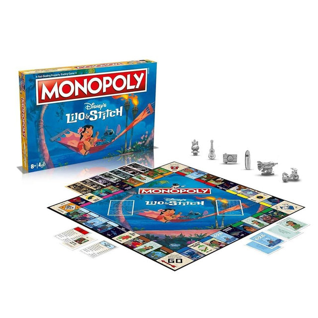 Winning Moves Disney Lilo and Stitch Monopoly Board Game, Embark on an Out of This World Journey with Lilo, Stitch, Nani, Jumba and Many More, Gift for Ages 8 Plus, Blue - Packaging May Vary
