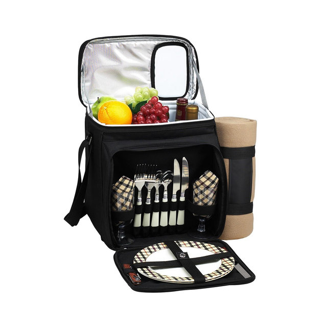 Picnic at Ascot Insulated Picnic Basket, Cooler Fully Equipped for 2 with Blanket