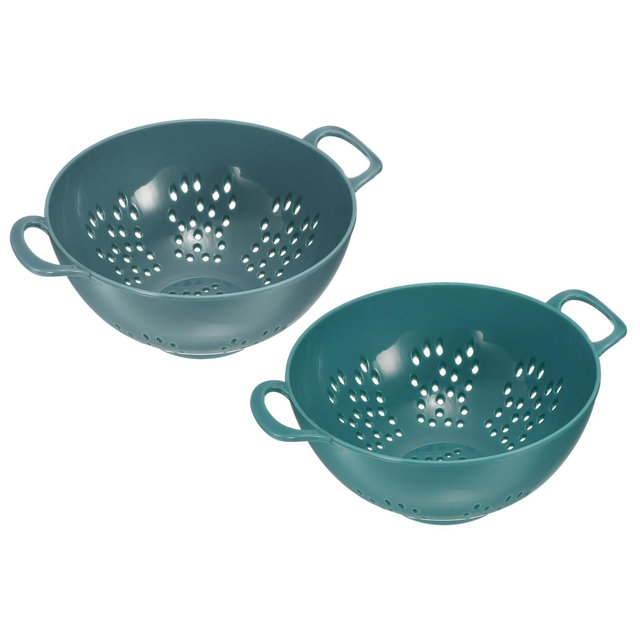 Unique Bargains Kitchen Plastic Rice Washing Drainer Basket Colander with Double Handles Light Blue, Army Green