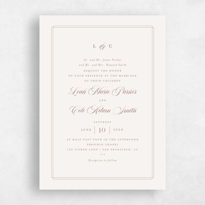 Brown Wedding Invitation - Ivoire Portrait