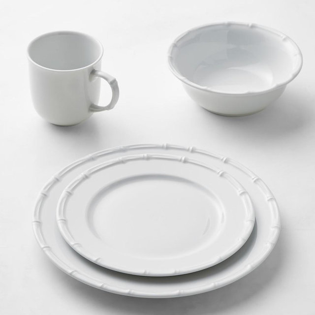 Pillivuyt Bamboo Porcelain 16-Piece Dinnerware Set with Cereal Bowl