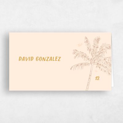 Harvest Gold, Beige Wedding Place Card - Ocaso