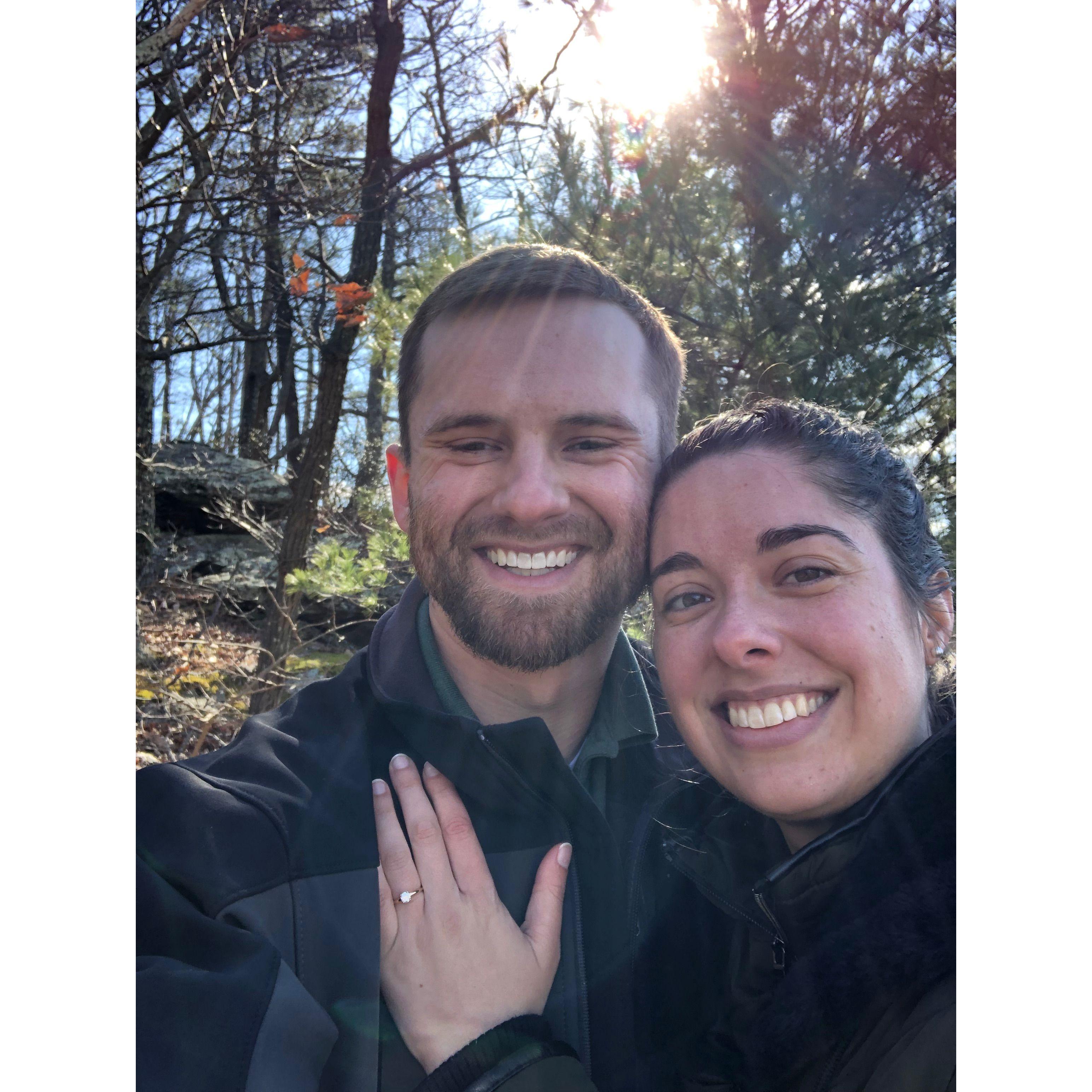 At the rock outcropping along the Blue Ridge Parkway where Jack proposed!