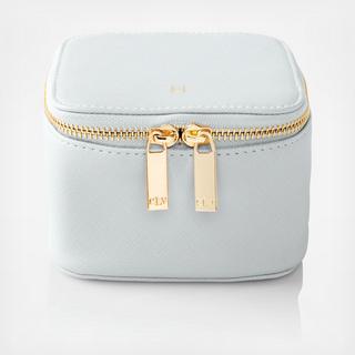 Personalized Light Blue Vegan Leather Jewelry Organizer