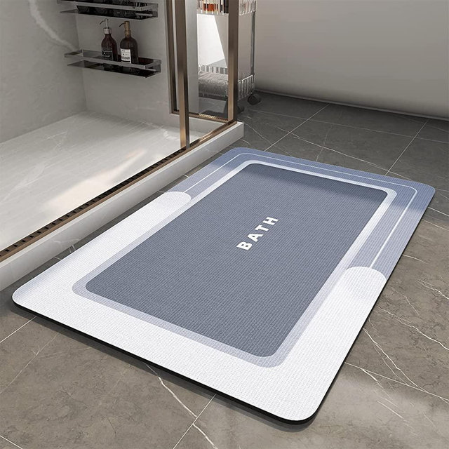 MontVoo-Bath Mat Rug-17"x27" Innovative Bathroom Rug Mat Super Absorbent Quick Dry Rubber Backed Dirt Resistant Bath Rugs Mats for Bathroom Floor Non Slip Blue Bathroom Rug for Shower Sink Bathtub