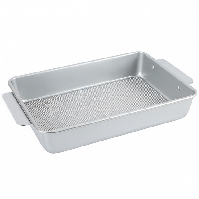 Logario 9x13 Baking Pan for Brownies, Lasagna & Sheet Cakes - Heavy-Gauge 2.3lb Aluminized Steel, Diamond-Textured Nonstick, Warp-Resistant Wire-Reinforced Rim 450°F, Easy-Grip Handles, Silver