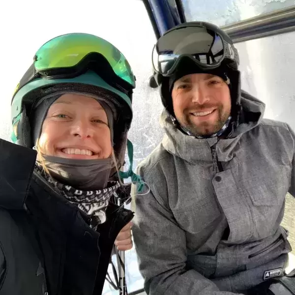 Warming up in the gondola at Whiteface Mtn in Lake Placid.