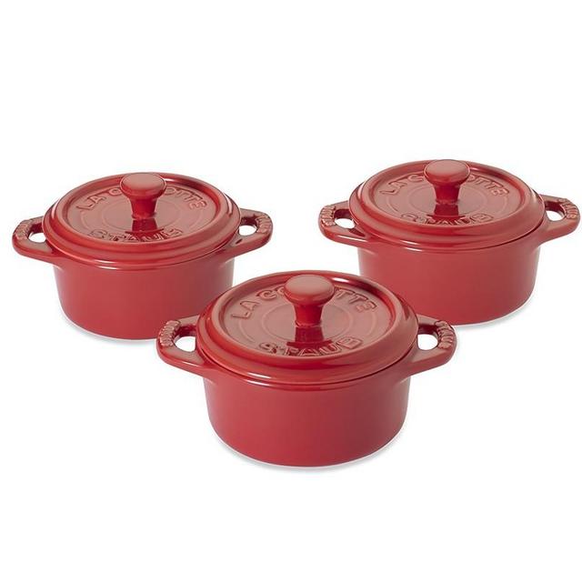 Staub Stoneware Mini Cocotte Set, Cherry