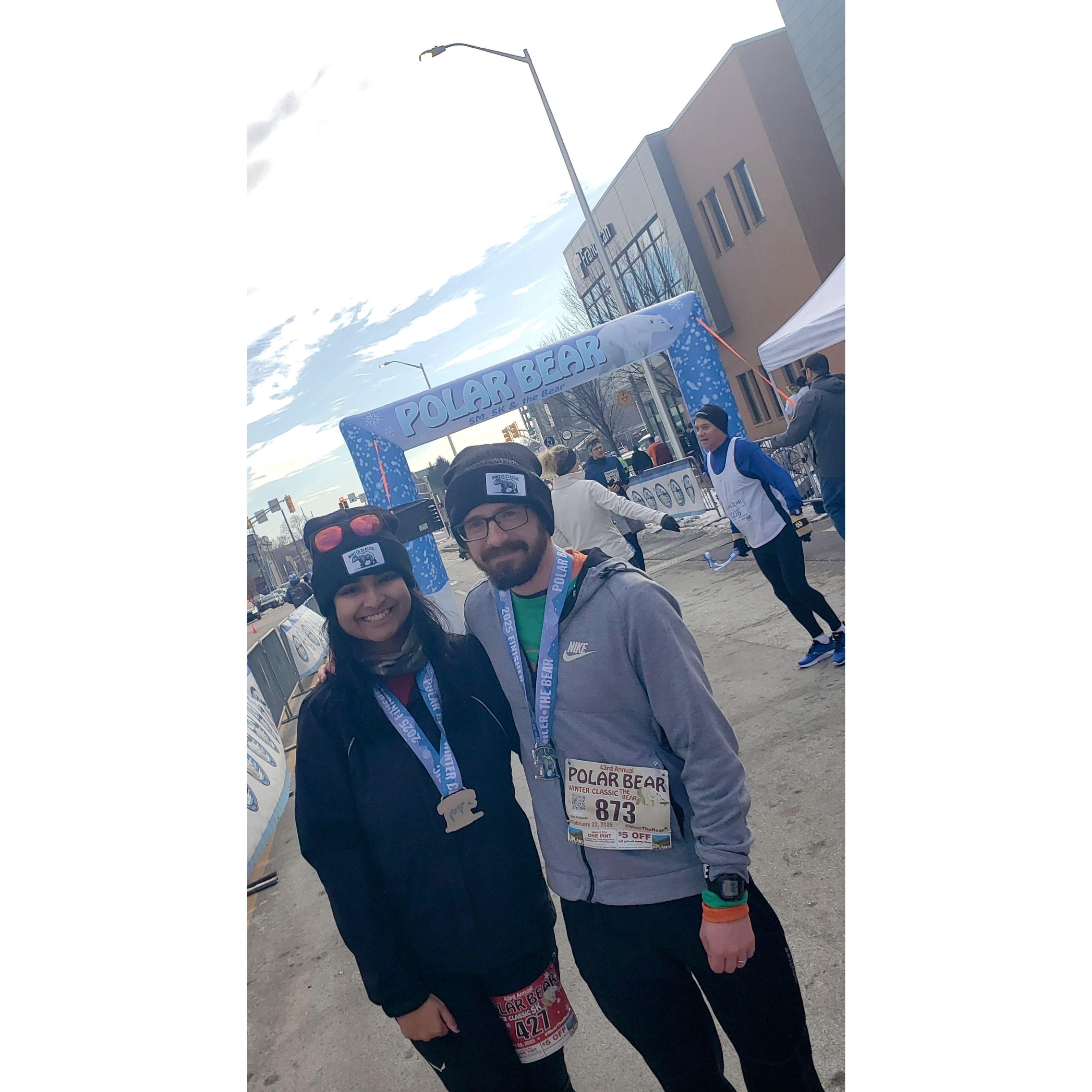 Running together in frigid temperatures, Spring 2025
