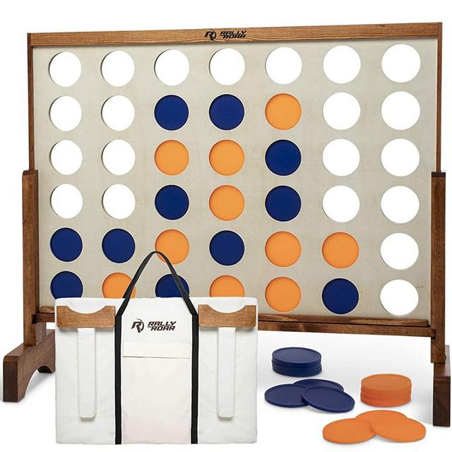 Giant 4 in A Row, 4 to Score Game- Premium Wooden Four Connect Game Set in 3 size and 2 color options by Rally & Roar - Oversized Family Outdoor Party Games for Backyard, Lawn, Parties, Bar Game