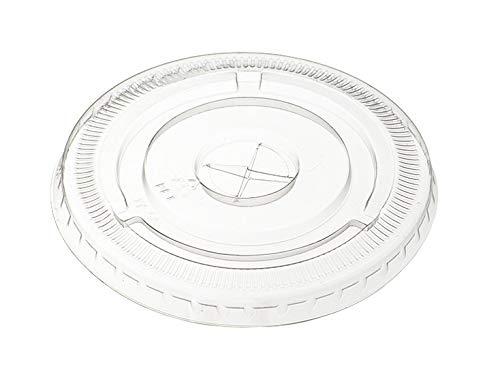 [100 Count] Clear PET Plastic Flat Lids With Straw Slot for 12, 16, 20 & 24 oz. Milkshake Cups