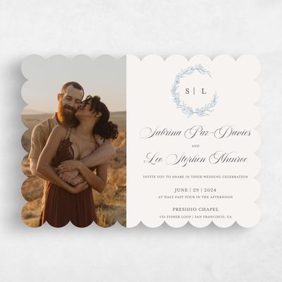 Beige Scalloped Wedding Invitation - Goundry Photo