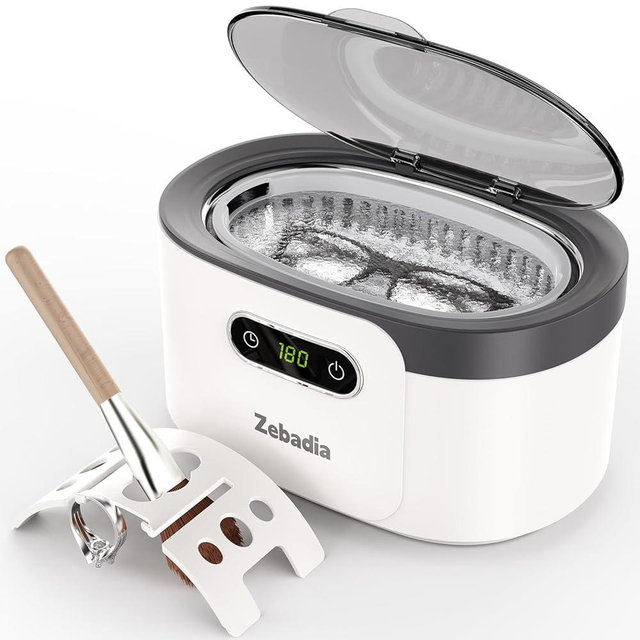 ZEBADIA Ultrasonic Cleaner Jewelry Cleaner: 600ml Silver Jewelry Cleaner Ultrasonic Machine, Sonic Cleaner Ultrasonic Retainer Cleaner for Eye Glasses, Rings, Denture, Mouth Guard, Makeup Brush, Parts