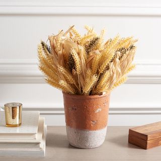 Faux Wheat Ear Potted Arrangement