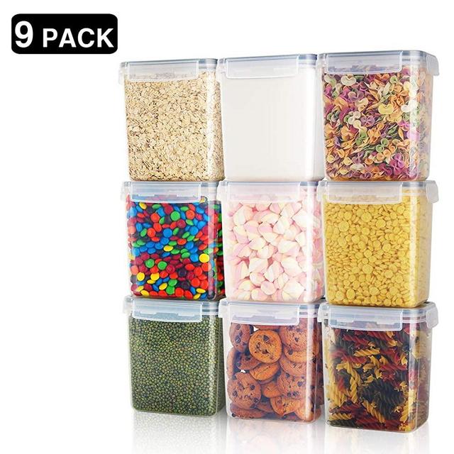 12 PACK Airtight Food Storage Containers, Plastic Canisters for Kitchen  Pantry Organization, 1.5qt / 1.6L, Black, SMALL