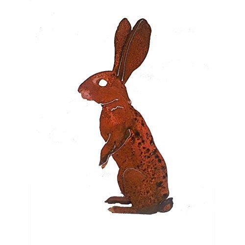 Elegant Garden Design Upright Papa Bunny, Steel Silhouette with Rusty Patina