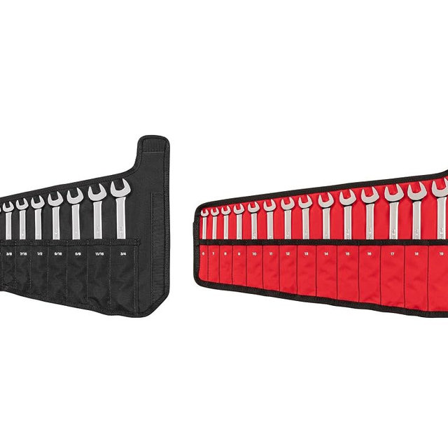 TEKTON Combination Wrench Set with Rolls, 25-Piece (1/4-3/4 in., 6-19 mm) | WCB94301