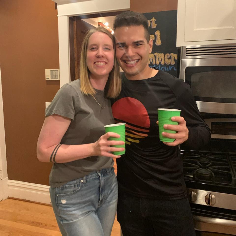Our first photo together, taken at Lyndale House house bar crawl.