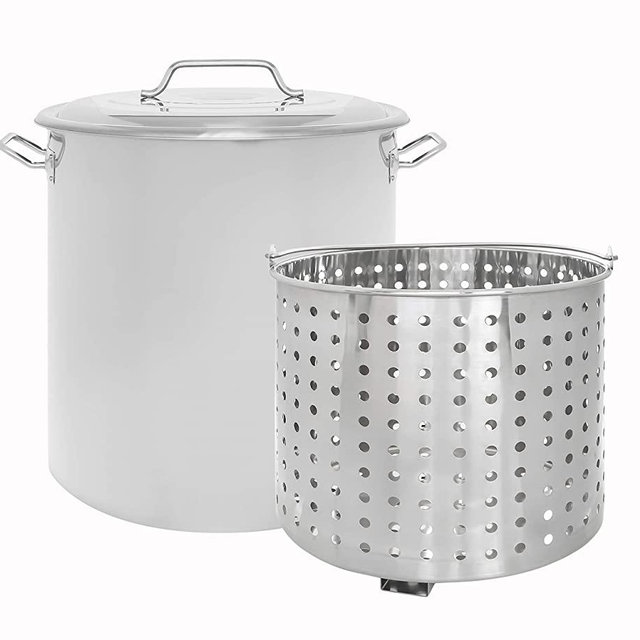 CONCORD Stainless Steel Stock Pot w/Steamer Basket. Cookware great for boiling and steaming (80 Quart)