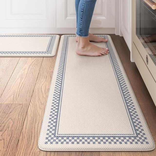 Ailsan Kitchen Mats Cushioned Anti Fatigue, Waterproof Non Slip Kitchen Mat [2PCS], Memory Foam Kitchen Floor Mats, Ergonomic Comfort Kitchen Mats for Floor Office Laundry,Beige