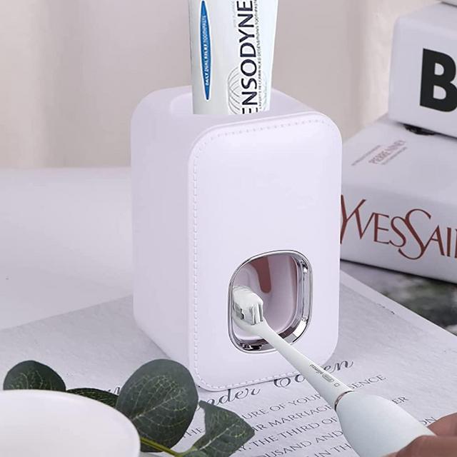 CXYHMG Toothpaste Dispenser, Automatic Toothpaste Squeezer, Wall Mounted Bathroom Accessories for Kids & Family Shower. (1 White)