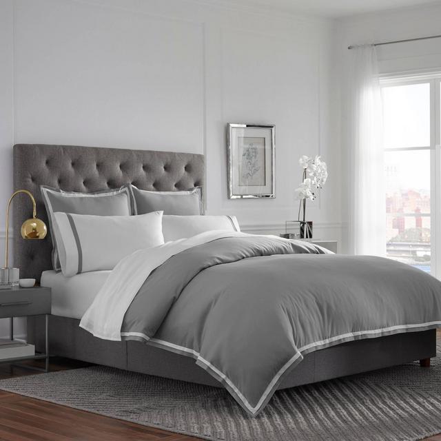 King 2000 Series Ultra-Soft Microbrush Duvet Cover Set Gray/White - Martex